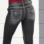 Women's high-waisted sculpting bootcut jeans with side decorative buttons Fashion Glam