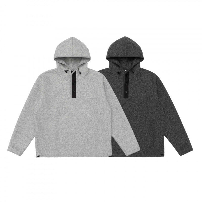 Unisex hoodie with button placket and soft fleece inner lining Fashion Glam