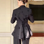 Women's Tailored Peplum Blazer and Palazzo Pants Set Fashion Glam