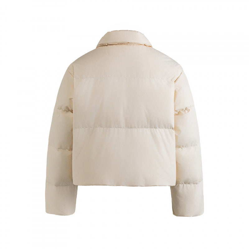 Women's cropped padded transitional jacket in a boxy cut with shirt collar and drawstring Fashion Glam