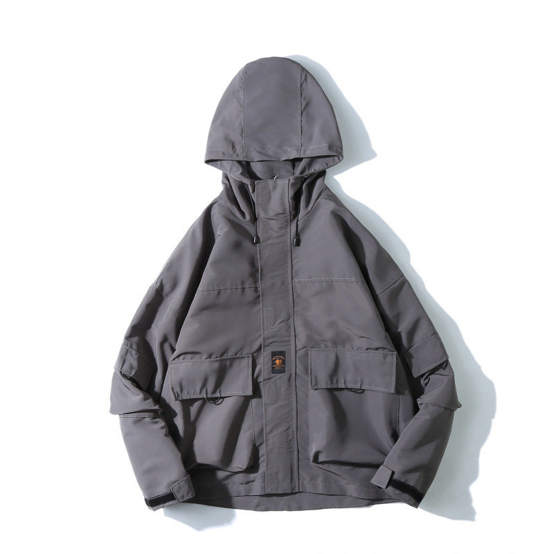 Unisex Loose-Fitting Utility Softshell Jacket with Hood and Multiple Pockets Fashion Glam