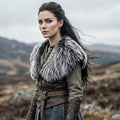 Ladies Short Faux Fur Shoulder Cape with Voluminous Shawl Collar and Lined Vest Fashion Glam