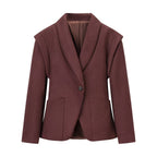 Women Oversized Blazer with Shawl Collar and Patch Pockets Fashion Glam