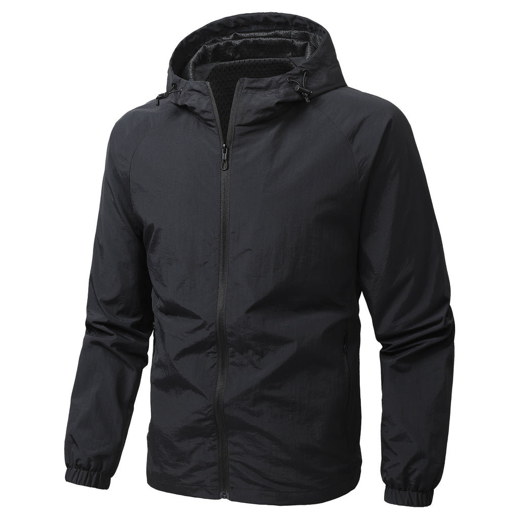 Men's Light Hooded Transition Jacket with Wind and Water Repellent Functional Material Fashion Glam