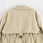 Women's short trench-style jacket with drawstring waist and check lining Fashion Glam