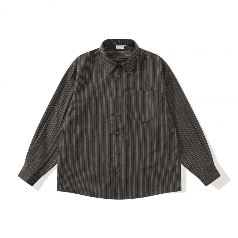 Unisex Oversized Striped Shirt in Relaxed Fit with Chest Pocket Fashion Glam