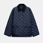 Women Lightweight Quilted Transitional Jacket in Oversized Cocoon with Cord Collar Fashion Glam