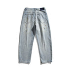 Men's Loose-Fit Vintage Denim Pants with Used Effect, Paint-Splatter and Distressed Details Fashion Glam