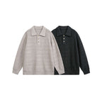 Unisex Lightweight Boxy Polo Knit Sweater with Half Button Placket and Shirt Collar Fashion Glam