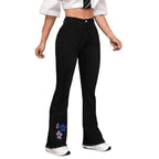 Women's High-Waist Denim Jeans with Slightly Flared Leg and Floral Print Fashion Glam