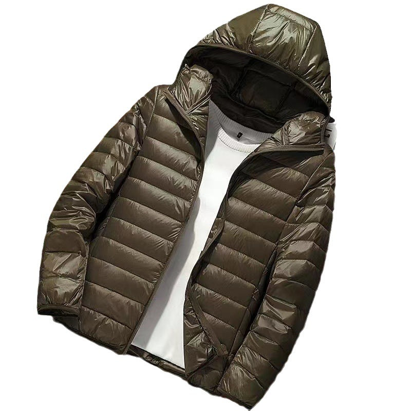 Men's nan ultra-light hooded quilted jacket with packing function and windproof shell Fashion Glam