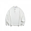 Unisex Loose Henley Long Sleeve with Stand Collar and Waffle Texture Fashion Glam