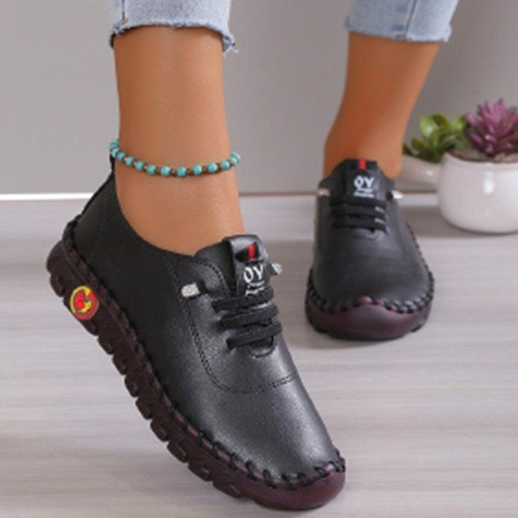 Women's lightweight, soft slip-on with hand-stitched rubber sole and elastic lacing Fashion Glam