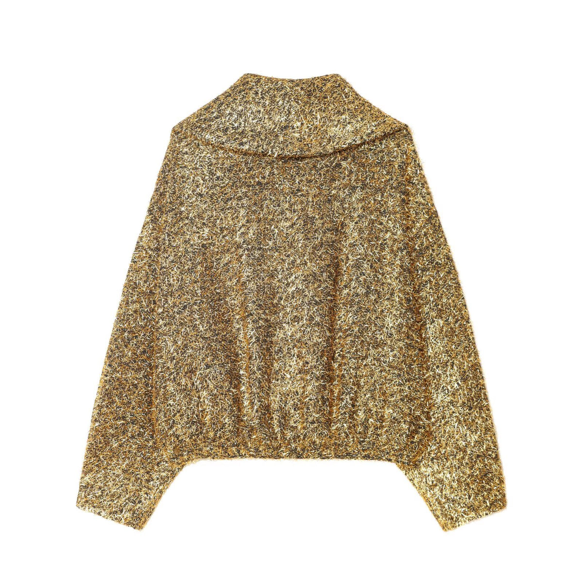 Women's cropped bouclé jacket with metallic effect and full-length zipper Fashion Glam
