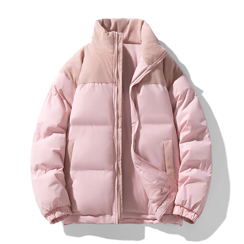 Men's quilted winter jacket with cord trim, high stand-up collar, and warm insulation Fashion Glam