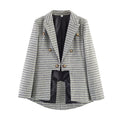 Women's double-breasted glencheck blazer with extended back and tailored silhouette Fashion Glam