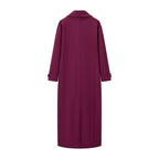 Women Longer double-breasted wool blend coat with boxy oversized silhouette Fashion Glam