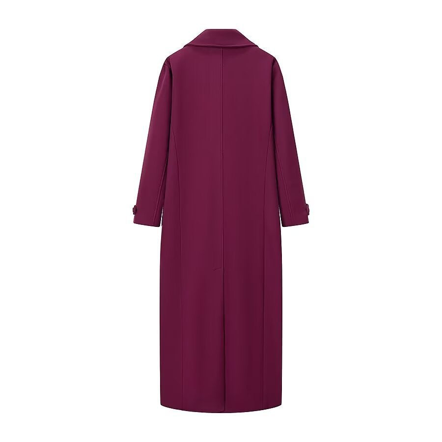 Women Longer double-breasted wool blend coat with boxy oversized silhouette Fashion Glam