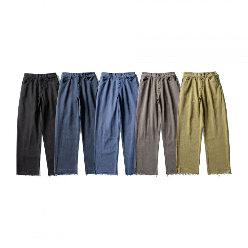 Ladies Wide High-Waist Jeans with Straight Leg and Raw Hem Fashion Glam
