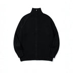 Unisex Boxy Zip Cardigan with Stand-up Collar, Cable Knit Sleeves and Ribbed Hems Fashion Glam