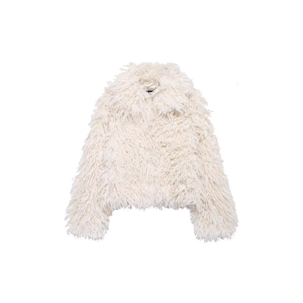 Women's short jacket made of high-pile faux fur in shaggy look Fashion Glam