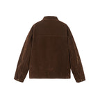 Men's short jacket made of suede look with decorative shoulder buckles and concealed zipper Fashion Glam