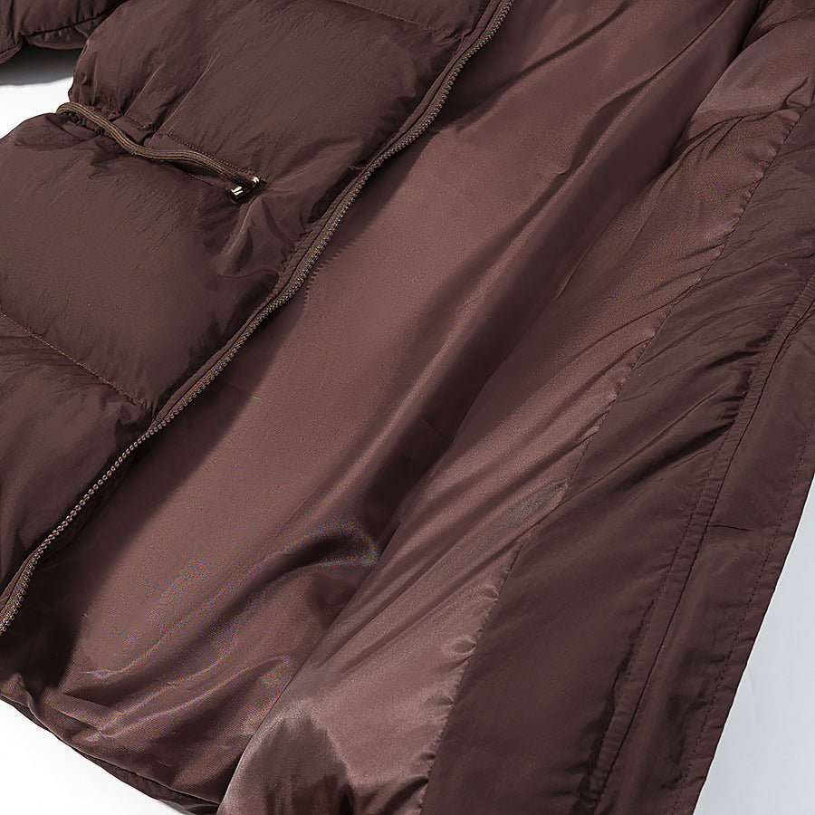Ladies Quilted Hooded Down Jacket with Waist Adjustment and Wide Oversize Cut Fashion Glam