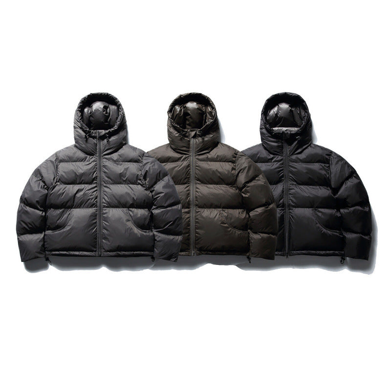 Unisex Short Boxy Puffer Jacket with Volume Hood, Water-Repellent Shell and Thermal Down Filling Fashion Glam