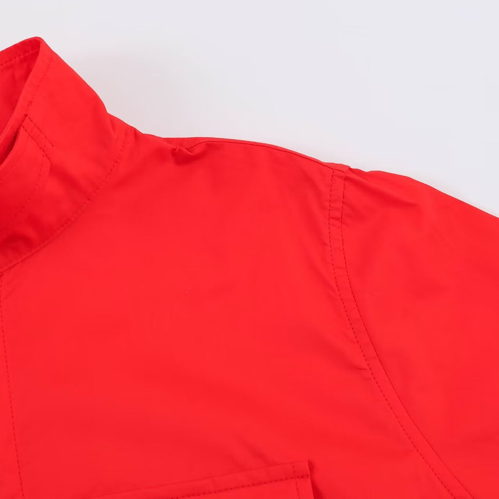 Women’s Oversized Shirt Jacket with Stand Collar and Patch Chest Pockets Fashion Glam