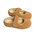Women's Cozy Velour Mary Jane Slippers with Teddy Lining and Velcro Fashion Glam