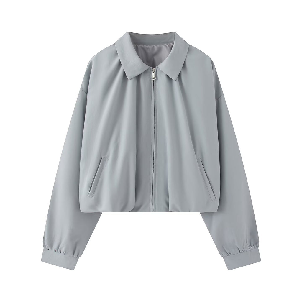 Women's short jacket in cropped bomber style with Kent collar, softshell look and elastic cuffs Fashion Glam