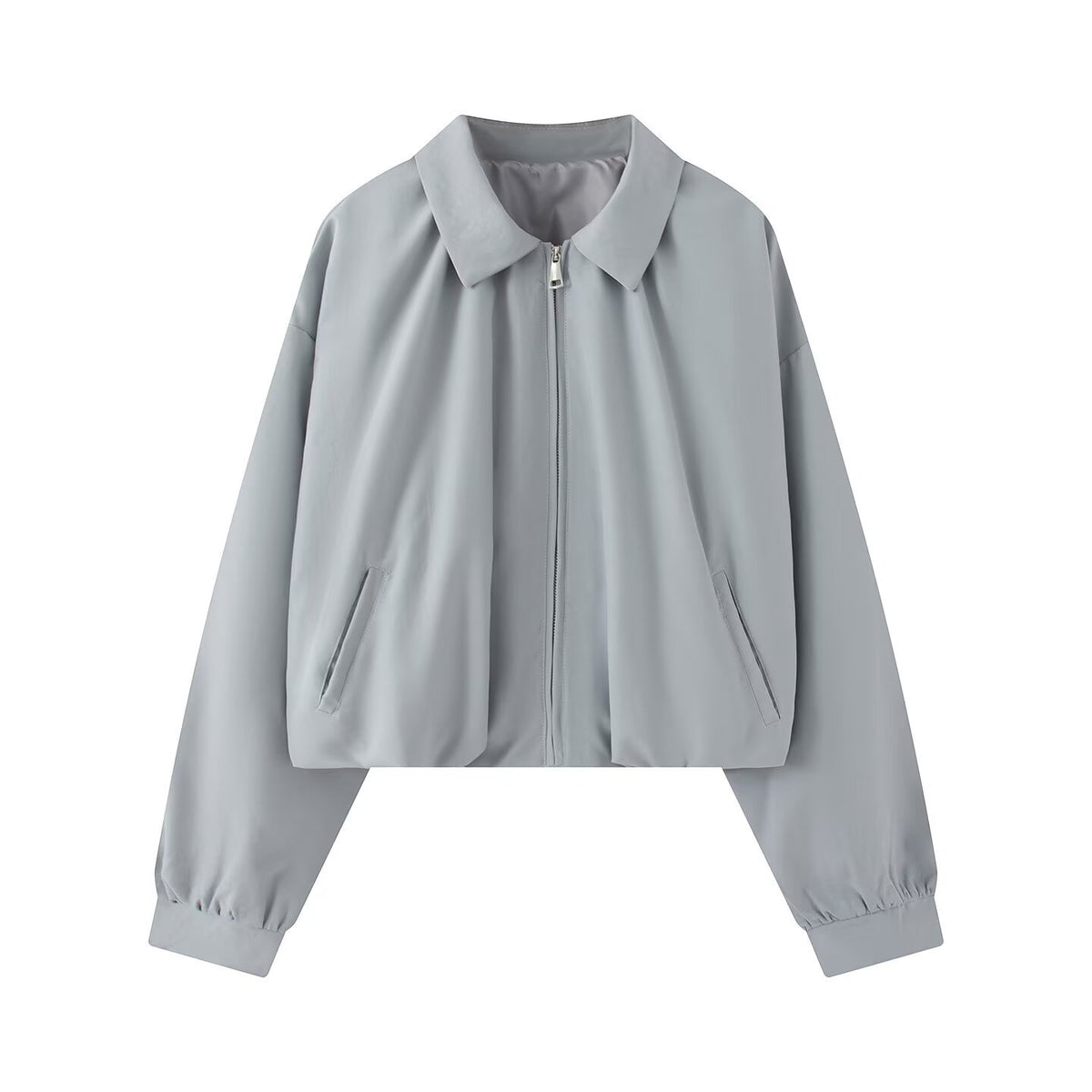 Women's short jacket in cropped bomber style with Kent collar, softshell look and elastic cuffs Fashion Glam