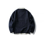 Unisex Oversized Knit Sweater with Contrasting Polo Collar and V-Neck Fashion Glam