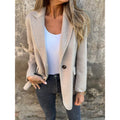 Women's boxy short coat in blazer look made of wool blend with falling lapel Fashion Glam