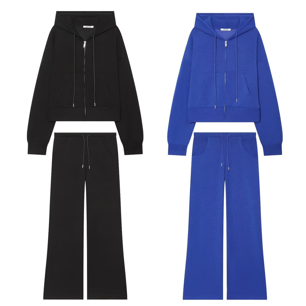 Women Cropped Hooded Sweat Jacket with Full Zip and Kangaroo Pocket Fashion Glam
