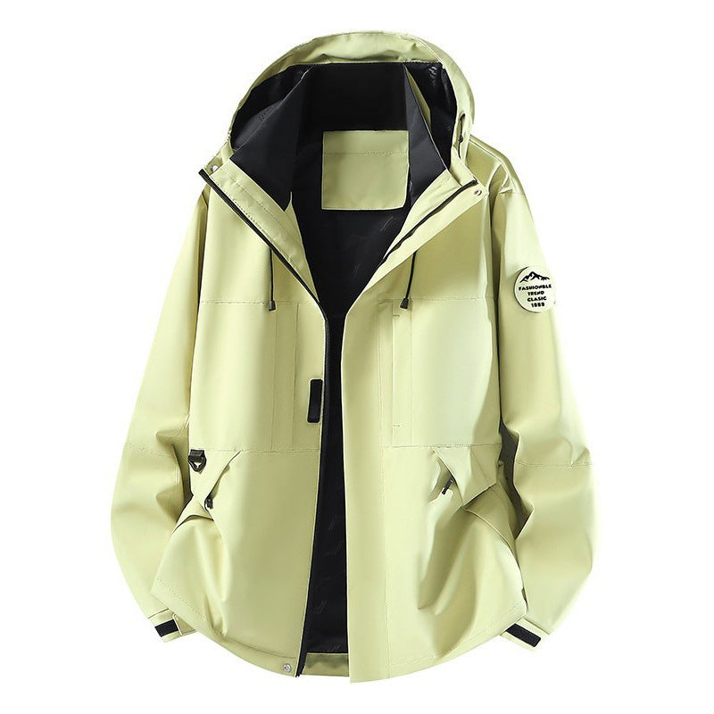 Men's Technical Softshell Hooded Jacket with concealed front zipper and multifunction pockets Fashion Glam