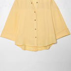 Women Oversized Linen Blouse with Kimono Sleeves and Continuous Button Placket Fashion Glam