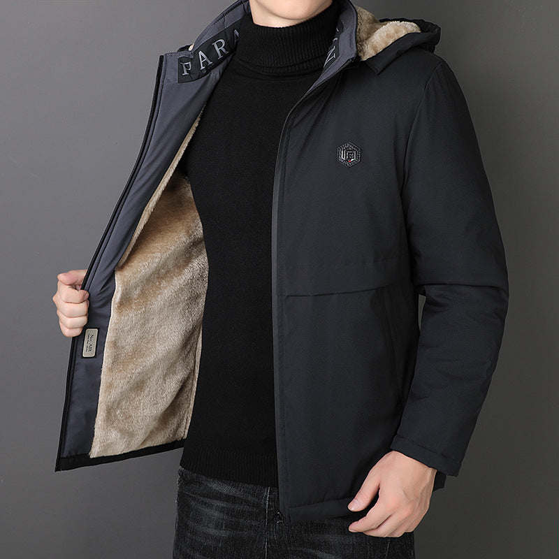 Men's transitional jacket with teddy lining, windproof outer shell and hood Fashion Glam