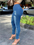Women's sculpting high-waist skinny jeans with intense ripped front and super stretch Fashion Glam