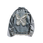 Unisex Boxy-Denim Jacket with frayed hem edges, flap pockets and vintage wash Fashion Glam