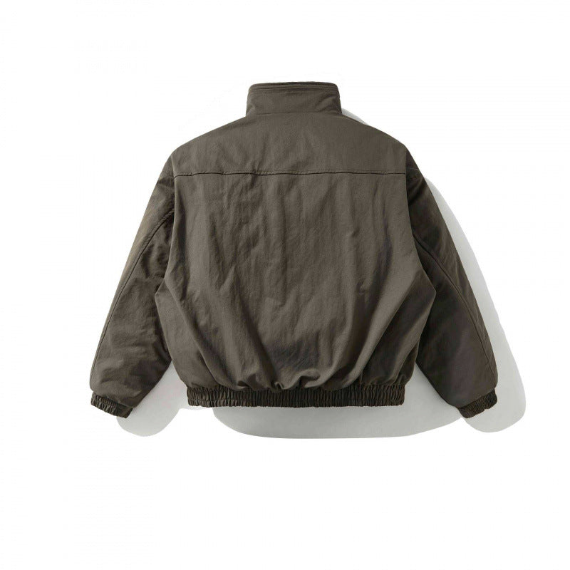 [Unisex Short padded bomber jacket with stand-up collar, zipper and elastic hem] Fashion Glam