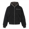 Unisex oversized lined hooded bomber jacket made of suede imitation with teddy lining Fashion Glam