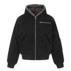 Unisex oversized lined hooded bomber jacket made of suede imitation with teddy lining Fashion Glam