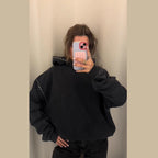 Women's Oversized Hoodie with Studded Decoration and Ribbed Cuffs Fashion Glam