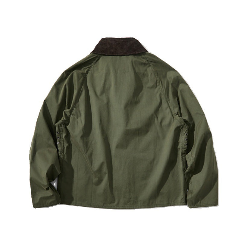 Men's Short Cut Utility Field Jacket with Cord Collar and D-Ring Details Fashion Glam