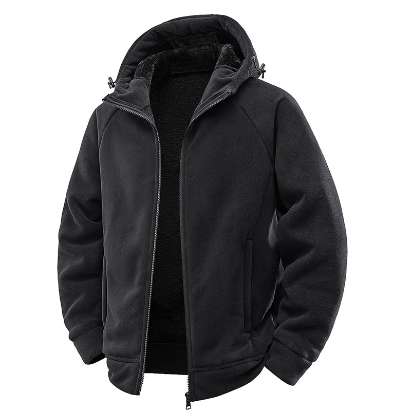 Men's Padded Hooded Fleece Jacket with Teddy Lining and Full-Length Zip Fashion Glam