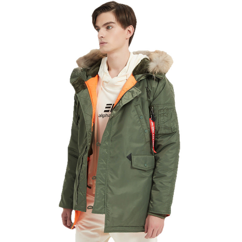 Men's expedition parka with detachable faux fur hood, thermal padding, and sleeve organizer Fashion Glam