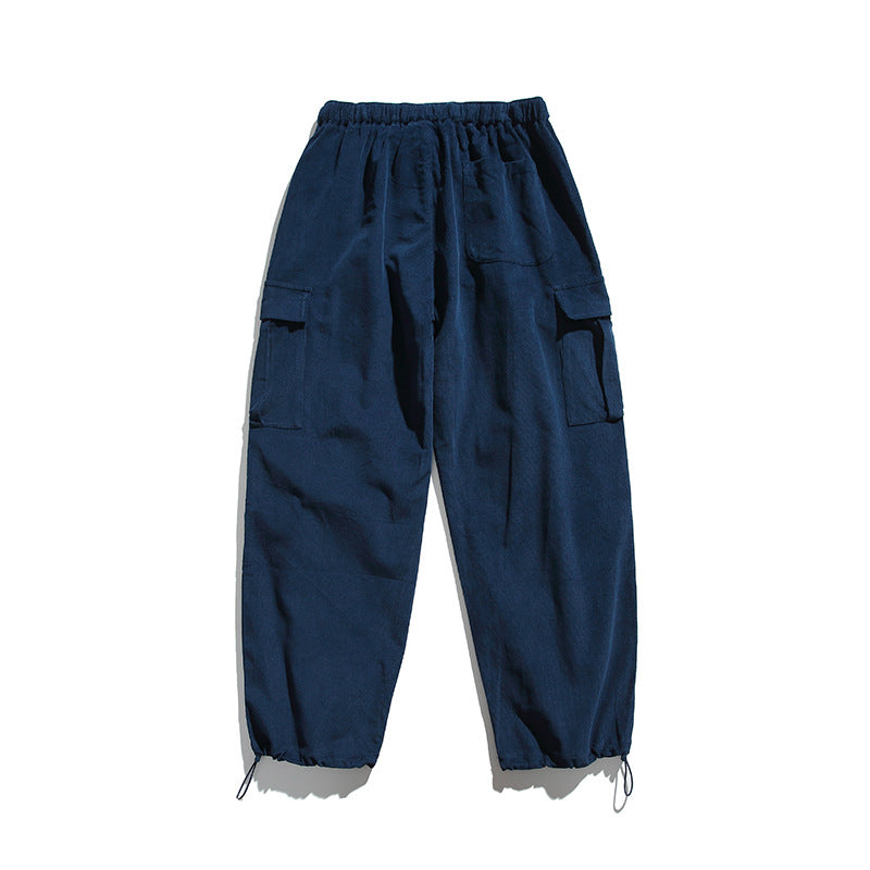 Men's Baggy Cargo Pants with Elastic Waistband, Utility Pockets and Drawstring Closure Fashion Glam