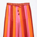 Women's Wide Culotte Pants with Drawstring Waist and Vertical Stripes Fashion Glam