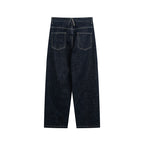 Women High-Waist Straight-Leg Raw-Denim Jeans with Relaxed Fit and Five-Pocket Design Fashion Glam